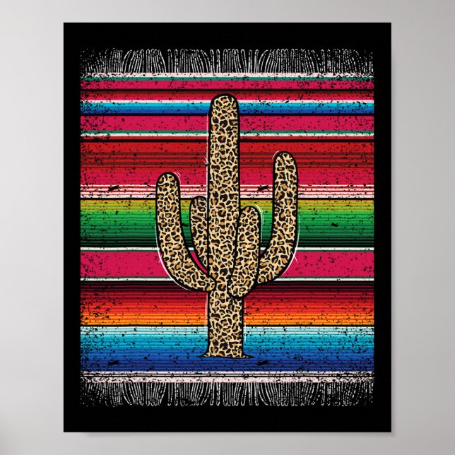Leopard Cactus Mexican Serape Cinco De Mayo Women Poster (Framsidan)