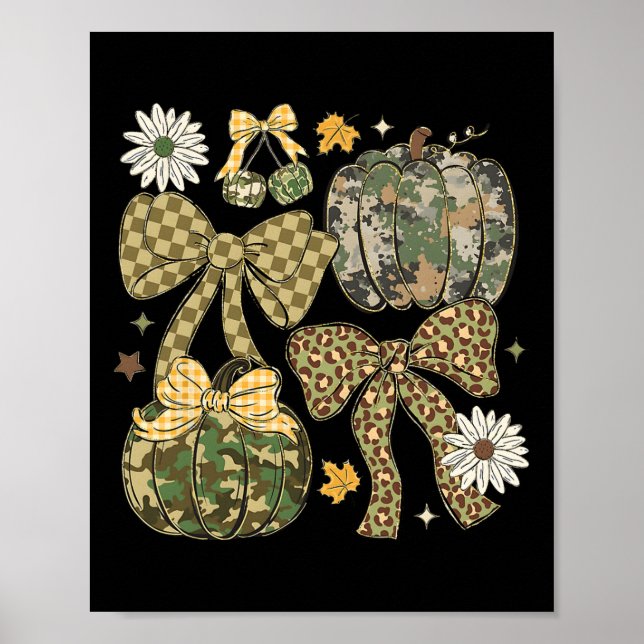 Leopard Camo Coquette Bow Pumpa Thanksgiving Rus Poster (Framsidan)