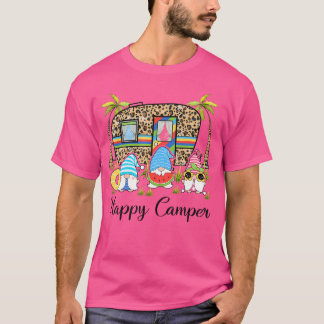 Leopard Camping Rv Gnome Camper Lycklig Summer Cam T Shirt
