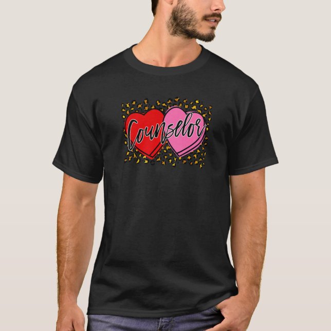 Leopard Candy Heart Counselor Funny Counselor Vale T Shirt (Framsida)