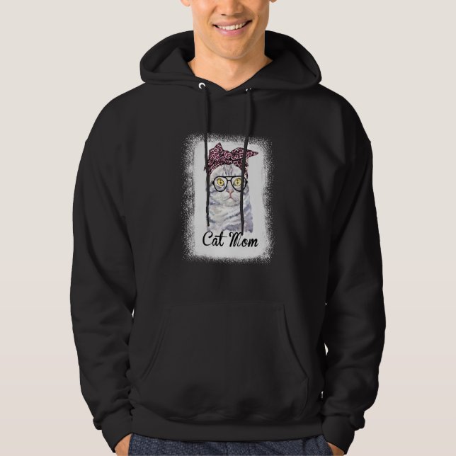 Leopard Cat Mamma Bleached Cat Mors dag Hoodie (Framsida)