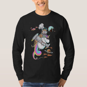 Leopard Cat Riding Unicorn Food Pizza Space Party T Shirt