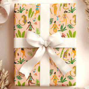 Leopard Cat Tropical Tribal African Jungle Mönster Presentpapper