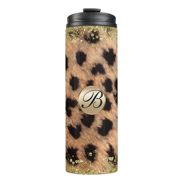 Leopard Cheetah Animal Print Guld Glitter Monogram (Framsida)