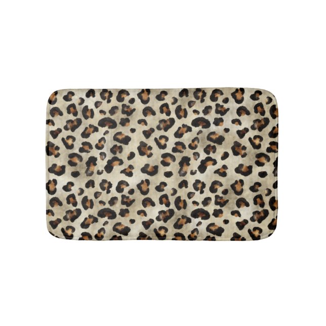 Leopard Cheetah Animal Print Pattern Beige Brown Badrumsmatta (Framsidan)