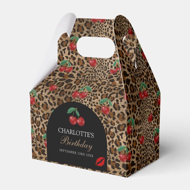 Leopard Cheetah Animal Print Red Cherries Presentaskar (Framsidan Sidan)
