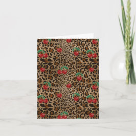 Leopard Cheetah Animal Print Red Cherry Pattern Kort
