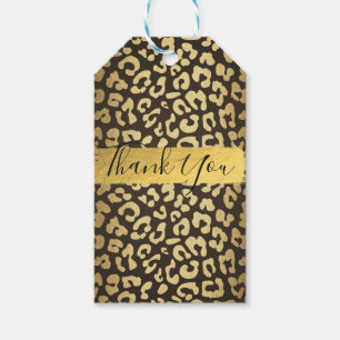 Leopard Cheetah Animal Skin Print Guld Favor Presentetikett