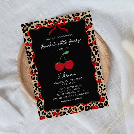 Leopard Cheetah Cherry Bachelorette Invitation Inbjudningar