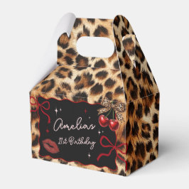 Leopard Cheetah Cherry Birthday Favor Box Presentaskar