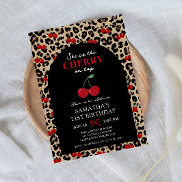 Leopard Cheetah Cherry On Top Birthday Invitation Inbjudningar