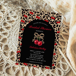 Leopard Cheetah Coquette Cherry Bridal Shower Inbjudningar