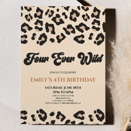Leopard Cheetah Four Vild 4e födelsedagen Party Inbjudningar