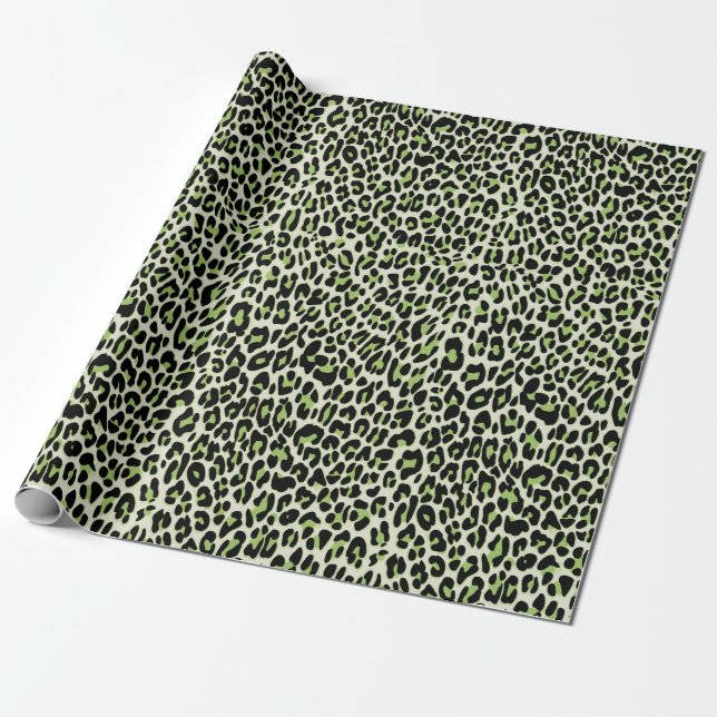 Leopard, cheetah-grönt för djurtryck presentpapper (Utrullad)
