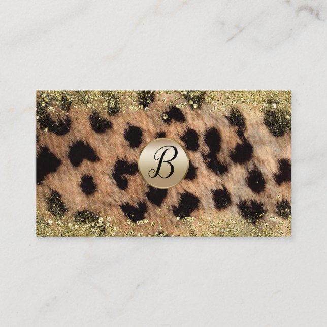 Leopard Cheetah Guld Glitter Customer Loyalty Lojalitetskort (Framsida)