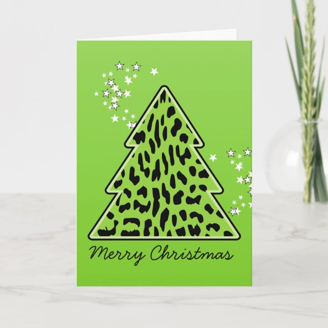 Leopard cheetah Julgran Greeting Card Helgkort (Framsida)