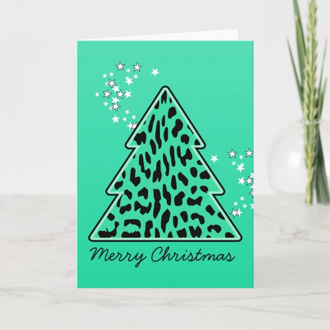 Leopard cheetah Julgran Greeting Card Helgkort (Framsida)