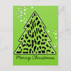 Leopard cheetah Julgran vycard Helg Vykort