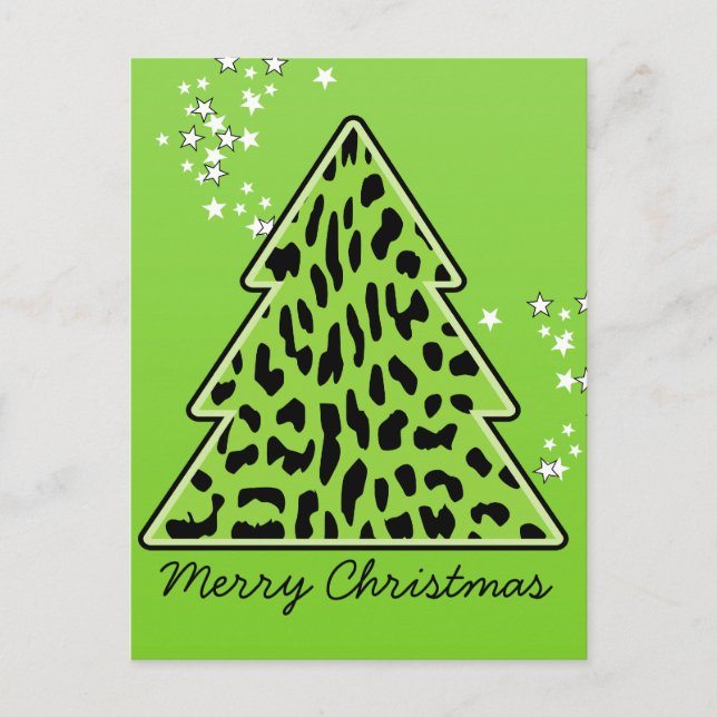 Leopard cheetah Julgran vycard Helg Vykort (Framsida)