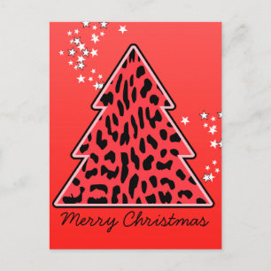 Leopard cheetah Julgran vycard Helg Vykort