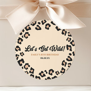 Leopard Cheetah Låt oss Vild! Födelsedagsfest Runt Klistermärke