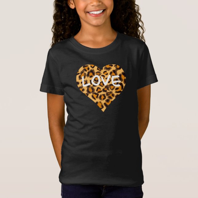 Leopard cheetah mönster hjärta Kärlek T Shirt (Framsida)