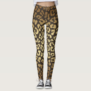Leopard Cheetah Print Animal Skinss Guld Ombre Leggings