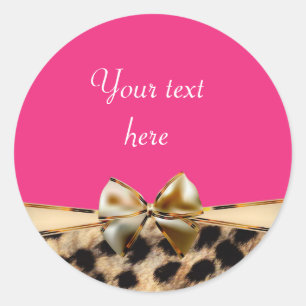 Leopard Cheetah Print Bow Rosa Fest Klistermärken