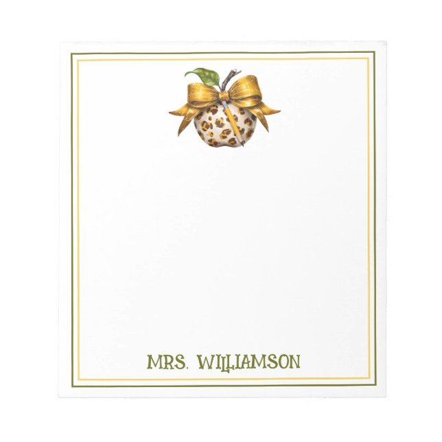 Leopard Cheetah Print Teacher's Apple Anteckningsblock (Framsida)