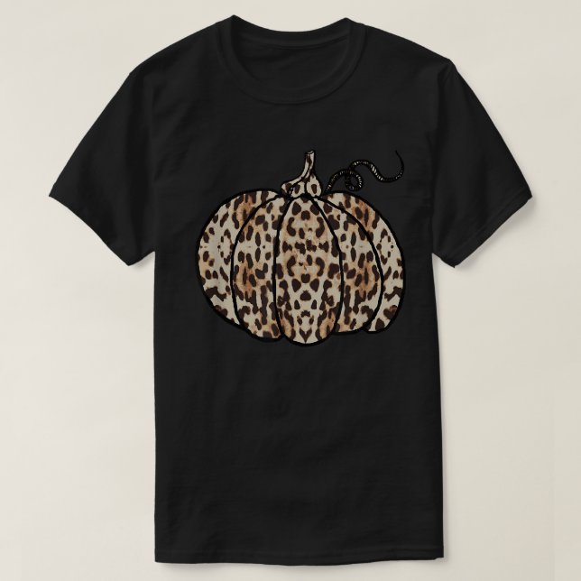 Leopard Cheetah Pumpkin Animal Fall Autumn Cute Ca T Shirt (Design framsida)