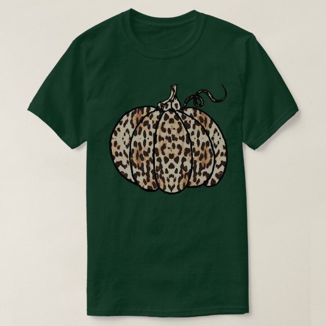 Leopard Cheetah Pumpkin Animal Fall Autumn Cute Ca T Shirt (Design framsida)