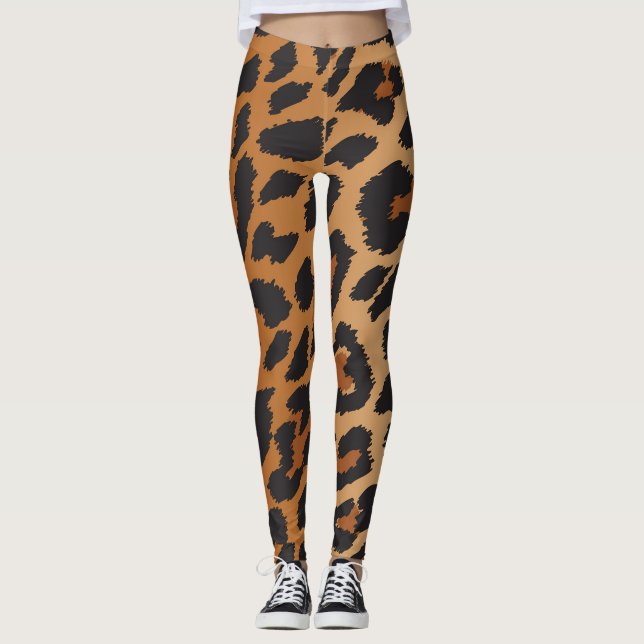 Leopard Cheetah Spots Vild Animal Print Mönster Leggings (Framsida)