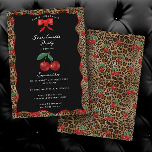 Leopard Cheetah Tryck Körsbär Cocktail Möhippa Inbjudningar