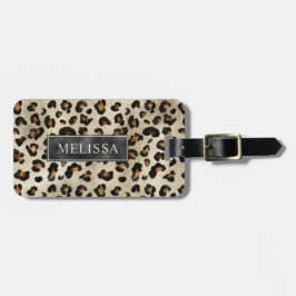 Leopard Cheetah Tryck Med Svart Falsk Folie Och Na Bagagebricka