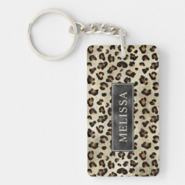 Leopard Cheetah Tryck Med Svart Falsk Folie Strukt