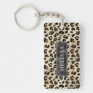 Leopard Cheetah Tryck Med Svart Falsk Folie Strukt