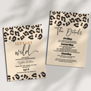Leopard Cheetah Vild Bachelorette Helg Party Inbjudningar