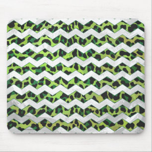 Leopard Chevron Black and Grönt Print Musmatta