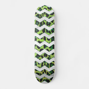 Leopard Chevron Black and Grönt Print Skateboard Bräda 20,5 Cm
