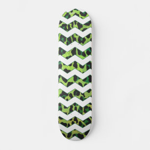 Leopard Chevron Svart och Grönt tryck Old School Skateboard Bräda 18 Cm