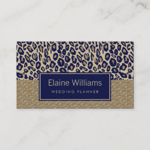 Leopard-chic för marinen glitter i guld visitkort