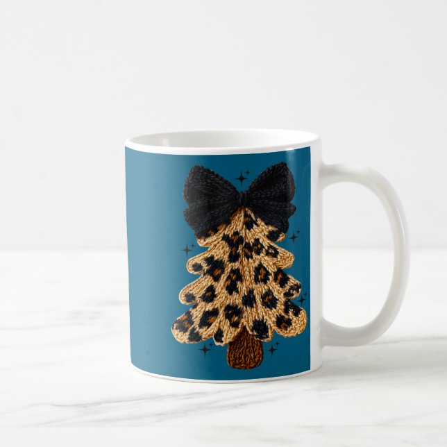 Leopard Christmas Tree,christmas Coquette Bow Yarn Kaffemugg (Höger)