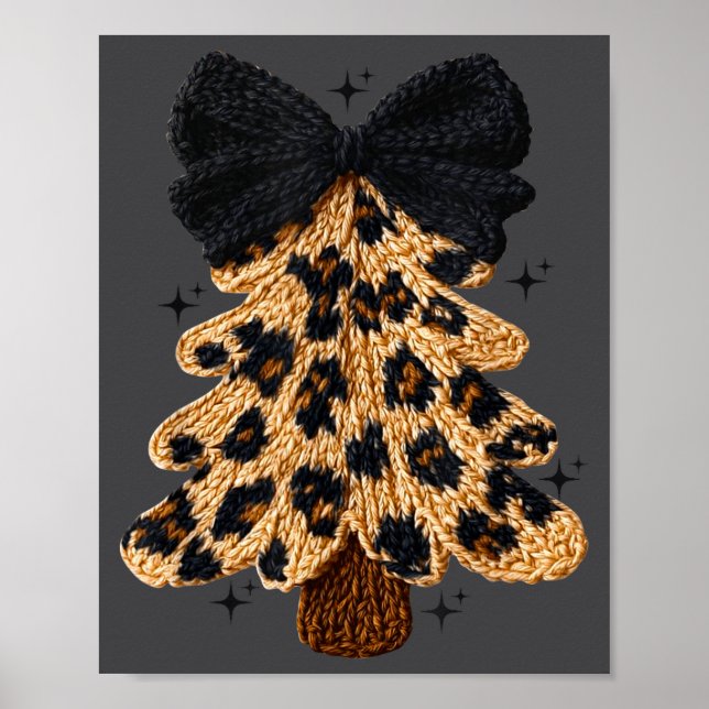 Leopard Christmas Tree,christmas Coquette Bow Yarn Poster (Framsidan)
