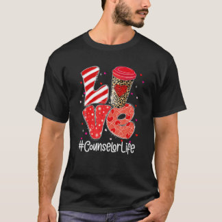 Leopard Coffee Kärlek Counselor Life Valentines da T Shirt