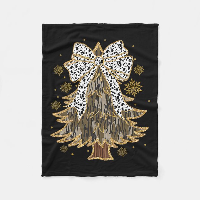 Leopard Coquette Bow Camo Julgran Hunting G Fleecefilt (Framsidan)