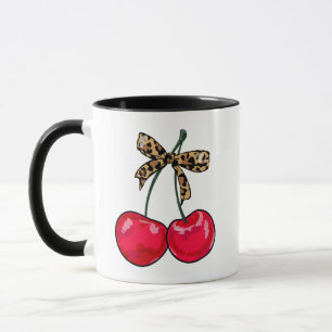 Leopard Coquette Bow Cherry Girly Lolita Mugg
