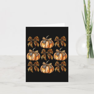 Leopard Coquette Bow Pumpkin Thanksgiving Hösten F Kort