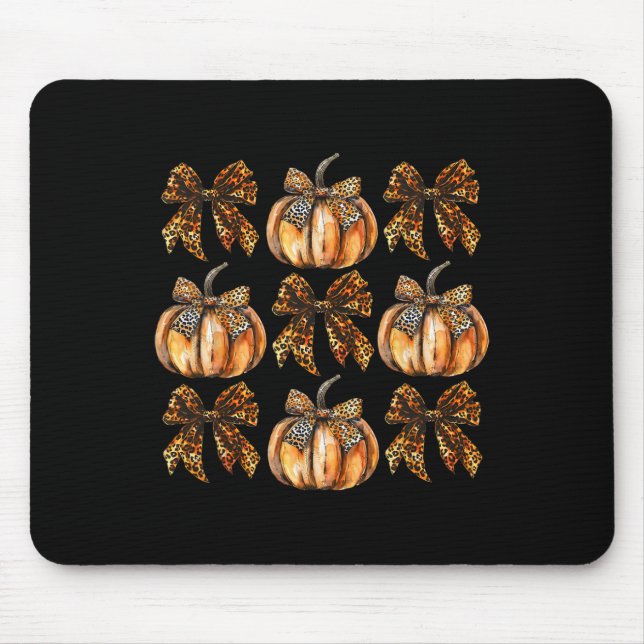 Leopard Coquette Bow Pumpkin Thanksgiving Hösten F Musmatta (Framsidan)