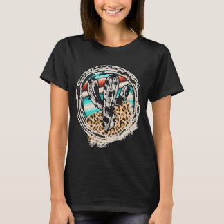 Leopard Cow Mönster Cactus Serape Print Cowgirl Ro T Shirt