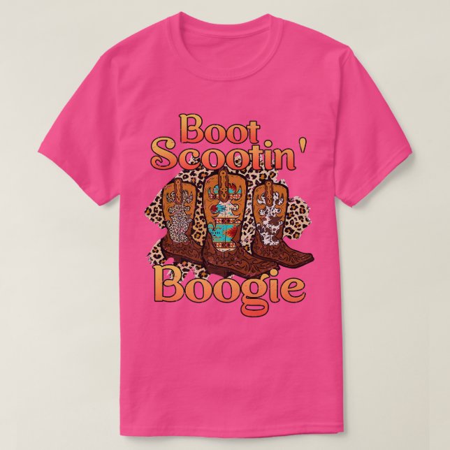 Leopard CowboyBoots Scooting Boogie Western Count T Shirt (Design framsida)